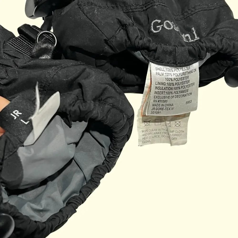 Gordini Junior GoreTex Gloves Kids Size Large Black Waterproof Snow Ski Gauntlet